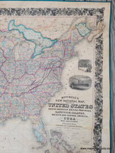 Load image into Gallery viewer, 1858 - Mitchell’s New National Map Exhibiting The United States With North American British