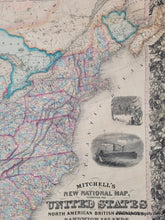 Load image into Gallery viewer, 1858 - Mitchell’s New National Map Exhibiting The United States With North American British