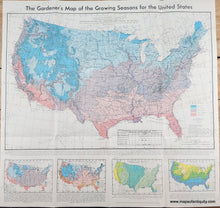 Load image into Gallery viewer, Original color in tones of blue, pink, yellow, green, orange. Genuine-Antique-Folding-Map-The-Gardener's-Map-of-the-Growing-Seasons-for-the-United-States-1916-US-Dept-of-Agriculture-Maps-Of-Antiquity