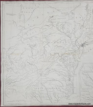Load image into Gallery viewer, Old black and white map of the eastern part of the USA shortly after the Revolutionary War with labeled areas. Genuine-Antique-Map-Part-of-the-United-States-of-North-America-1798-Stockdale-Maps-Of-Antiquity