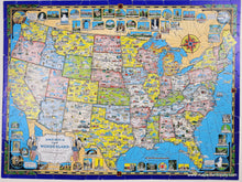 Load image into Gallery viewer, 1945 circa - America the Wonderland Jig Saw Puzzle Map of the United States - Genuine Vintage Map Puzzle