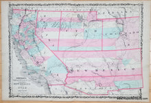 Load image into Gallery viewer, 1863 - Johnson's California, Territories of New Mexico, Arizona, Colorado, Nevada, and Utah. - Antique Map