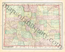 Load image into Gallery viewer, Antique-Printed-Color-Map-Colorado-verso:-Denver-(CO)-United-States-West-1894-Cram-Maps-Of-Antiquity