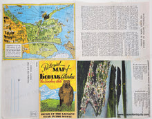 Load image into Gallery viewer, Illustrated map of Kodiak, Alaska with various animals and landmarks. WES351-Antique-Printed-Color-Pictorial-Map-of-Kodiak-Alaska-AK-1948-Lowell-E-Jones-Alaska-1900s-20th-century-Maps-of-Antiquity