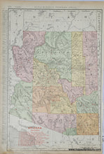 Load image into Gallery viewer, Genuine antique double-sided page with map of Utah on one side and Arizona on the other, printed with vibrant printed color showing early county boundaries, 1909 by Rand McNally