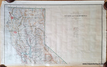 Load image into Gallery viewer, Antique map with original printed-color in blue for the water, green for boundaries- counties and state- red for reservations, national parks, Surveyor and land offices, brown for topography. In two separate sheets- one is the north half and one is the south half. top sheet