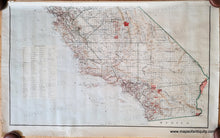 Load image into Gallery viewer, Antique map with original printed-color in blue for the water, green for boundaries- counties and state- red for reservations, national parks, Surveyor and land offices, brown for topography. In two separate sheets- one is the north half and one is the south half. bottom sheet