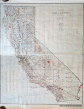 Load image into Gallery viewer, Antique map with original printed-color in blue for the water, green for boundaries- counties and state- red for reservations, national parks, Surveyor and land offices, brown for topography. In two separate sheets- one is the north half and one is the south half.
