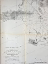Load image into Gallery viewer, Black and white map with topography and triangulation lines around Los Angeles and Santa Ana California.