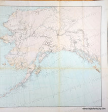 Load image into Gallery viewer, Antique map with original printed color in light pink-tan for the land and light blue for the water showing Alaska and part of Asia. Genuine-Antique-Map-General-Chart-of-Alaska-1890-USC-GS-Maps-Of-Antiquity