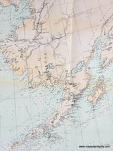 Load image into Gallery viewer, Antique map with original printed color in light pink-tan for the land and light blue for the water showing Alaska and part of Asia. Genuine-Antique-Map-General-Chart-of-Alaska-1890-USC-GS-Maps-Of-Antiquity