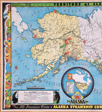 Load image into Gallery viewer, Vintage map of the Territory of Alaska with colorful border and inset.