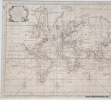 Load image into Gallery viewer, Genuine-Antique-Engraved-Black-and-White-Map-A-New-and-Correct-Chart-of-all-the-Known-World--1744-Emmanuel-Bowen-Maps-Of-Antiquity