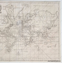 Load image into Gallery viewer, Genuine-Antique-Engraved-Black-and-White-Map-A-New-and-Correct-Chart-of-all-the-Known-World--1744-Emmanuel-Bowen-Maps-Of-Antiquity