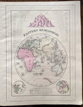 Load image into Gallery viewer, Antique-Hand-Colored-Map-Eastern-Hemisphere-with-Comparative-Lengths-of-Rivers-…-and-Comparative-Heights-of-the-Principal-Mountains.---World--1884-Mitchell-Maps-Of-Antiquity