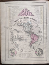 Load image into Gallery viewer, Antique-Hand-Colored-Map-Western-Hemisphere-with-Comparative-Lengths-of-Rivers-…-and-Comparative-Heights-of-the-Principal-Mountains.-World--1884-Mitchell-Maps-Of-Antiquity