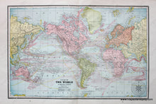 Load image into Gallery viewer, Antique-Printed-Color-Map-Chart-of-The-World-on-Mercator's-Projection-verso:-Eastern-Hemisphere-and-Untitled-Comparative-Map-World--1894-Cram-Maps-Of-Antiquity