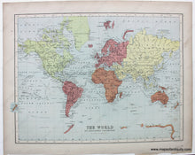 Load image into Gallery viewer, 1877 - The World Verso: On Mercator’s Projection Antique Map Genuine Printed-Color