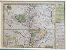 Load image into Gallery viewer, Genuine-Antique-Map-America-verfertiget-von-John-George-Schreibern-in-Leipzig-World-Framed-Maps--1730-Johann-George-Schreiber-Maps-Of-Antiquity-1800s-19th-century