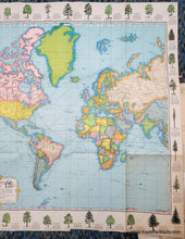 Load image into Gallery viewer, 1968 - Untitled World Map With Trees Of The United States Vintage Genuine