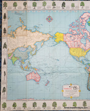 Load image into Gallery viewer, 1968 - Untitled World Map With Trees Of The United States Vintage Genuine