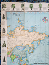 Load image into Gallery viewer, 1968 - Untitled World Map With Trees Of The United States Vintage Genuine