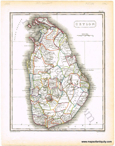 Antique-Hand-Colored-Map-Ceylon.--Asia-India-1817-Arrowsmith-Maps-Of-Antiquity