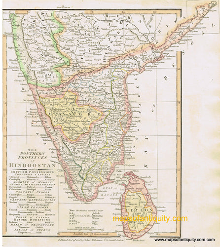 Antique-Hand-Colored-Map-The-Southern-Provinces-of-Hindoostan---British-Possessions-Asia-India-1827-Wilkinson-Maps-Of-Antiquity