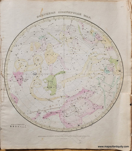 Genuine-Antique-Map-The-Visible-Heavens-in-the-North-Polar-Regions-for-Each-Month-in-the-Year-1833-Burritt-Maps-Of-Antiquity