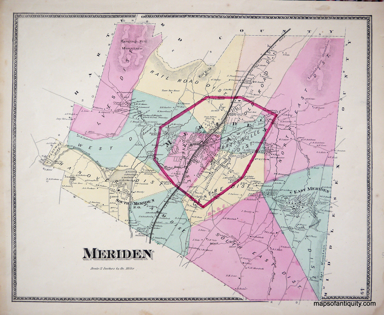 1868 Meriden Ct Antique Map Maps Of Antiquity 3900