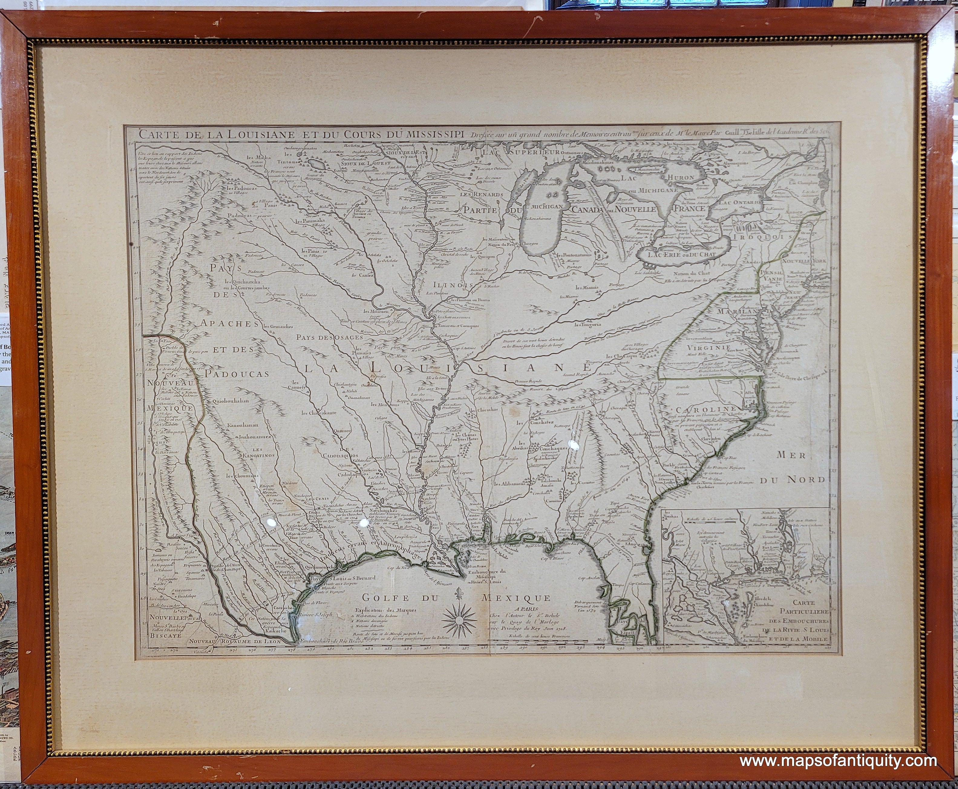 De l'Isles 1718 map of Louisiana, a monument in the mapping of the  Mississippi and the West - Rare & Antique Maps