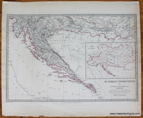 Antique-Map-Austrian-Dominions-III-Croatia-Sclavonia-and-Dalmatia-Austria-Dalmatian-Coast-Eastern-Europe-1832-SDUK-Society-Diffusion-Useful-Knowledge