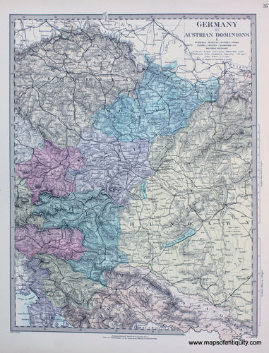 Antique-Hand-Colored-Map-Austrian-Dominions-IV-Bohemia-Moravia-Austria-Styria-Illyria-Croatia-Sclavonia-and-Western-Hungary-Europe---1832-SDUK/-Society-for-the-Diffusion-of-Useful-Knowledge-Maps-Of-Antiquity