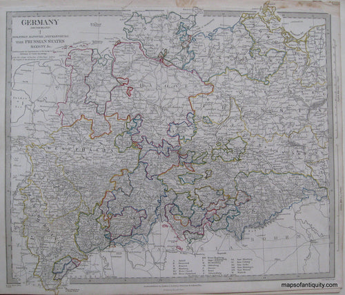 Antique-Hand-Colored-Map-Germany-I-Holstein-Hanover-Mecklenberg-The-Prussian-States-and-Saxony-Europe---1833-SDUK/-Society-for-the-Diffusion-of-Useful-Knowledge-Maps-Of-Antiquity