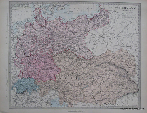 Antique-Hand-Colored-Map-Germany-General-Map-Prussia-Austrian-Empire-Europe---1833-SDUK/-Society-for-the-Diffusion-of-Useful-Knowledge-Maps-Of-Antiquity
