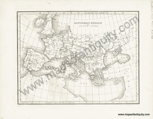 Antique-Hand-Colored-Map-Southern-Europe-Europe--1835-T.G.-Bradford-Maps-Of-Antiquity