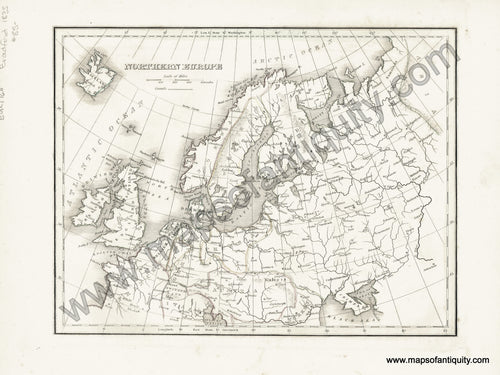 Antique-Hand-Colored-Map-Northern-Europe-Europe--1835-T.G.-Bradford-Maps-Of-Antiquity