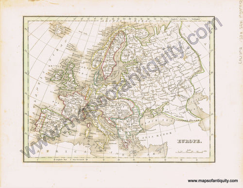 Antique-Hand-Colored-Map-Europe-Europe--1835-T.G.-Bradford-Maps-Of-Antiquity