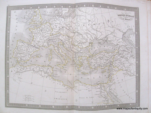 Antique-Hand-Colored-Map-Empire-Romain-Roman-Empire-1846-Monin-1800s-19th-century-Maps-of-Antiquity