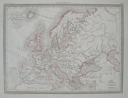 Antique-Hand-Colored-Map-L'Europe-apres-l'Invasion-des-Barbares-au-3-Siecle-a-la-fin-du-V-Siecle-et-pendant-une-partie-du-VI-Siecle.-Europe--1842-Malte-Brun-Maps-Of-Antiquity