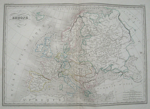 Antique-Hand-Colored-Map-Europe-en-1840-carte-generale.-(Carte-de-grandeur-double.)-Europe--1842-Malte-Brun-Maps-Of-Antiquity