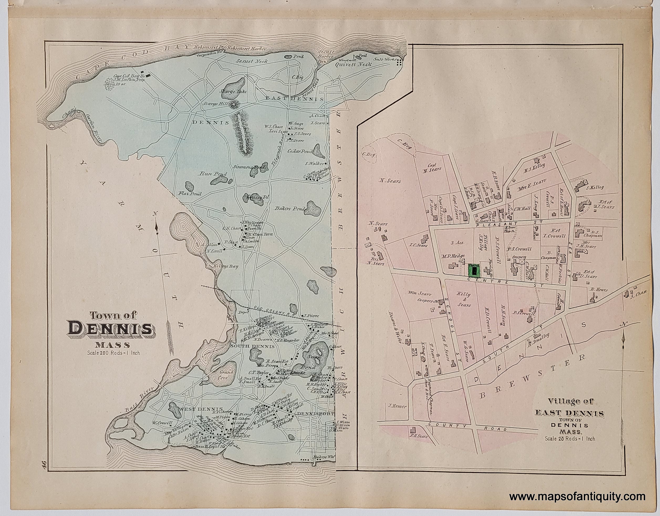 1880 Town of Dennis and Village of East Dennis p. 46 (MA) Antique