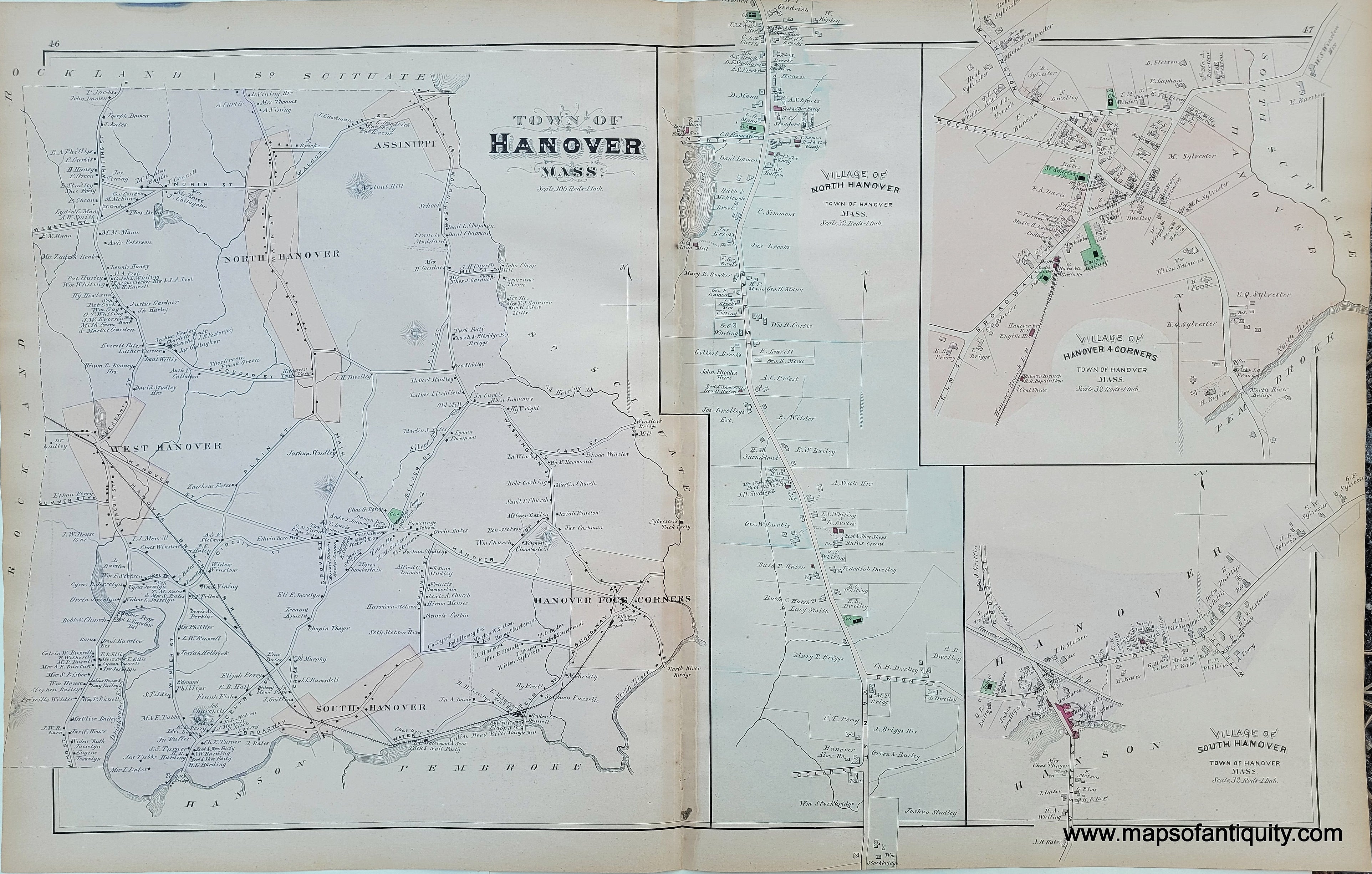 Map of Hanson, MA, Massachusetts