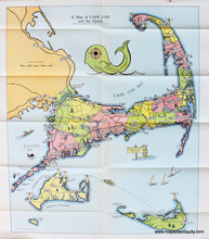 Load image into Gallery viewer, Antique-Printed-Color-Map-A-Map-of-CAPE-COD-and-the-Islands-Massachusetts-Cape-Cod-and-Islands-c.-1940-E.-D.-West-Co.-Maps-Of-Antiquity
