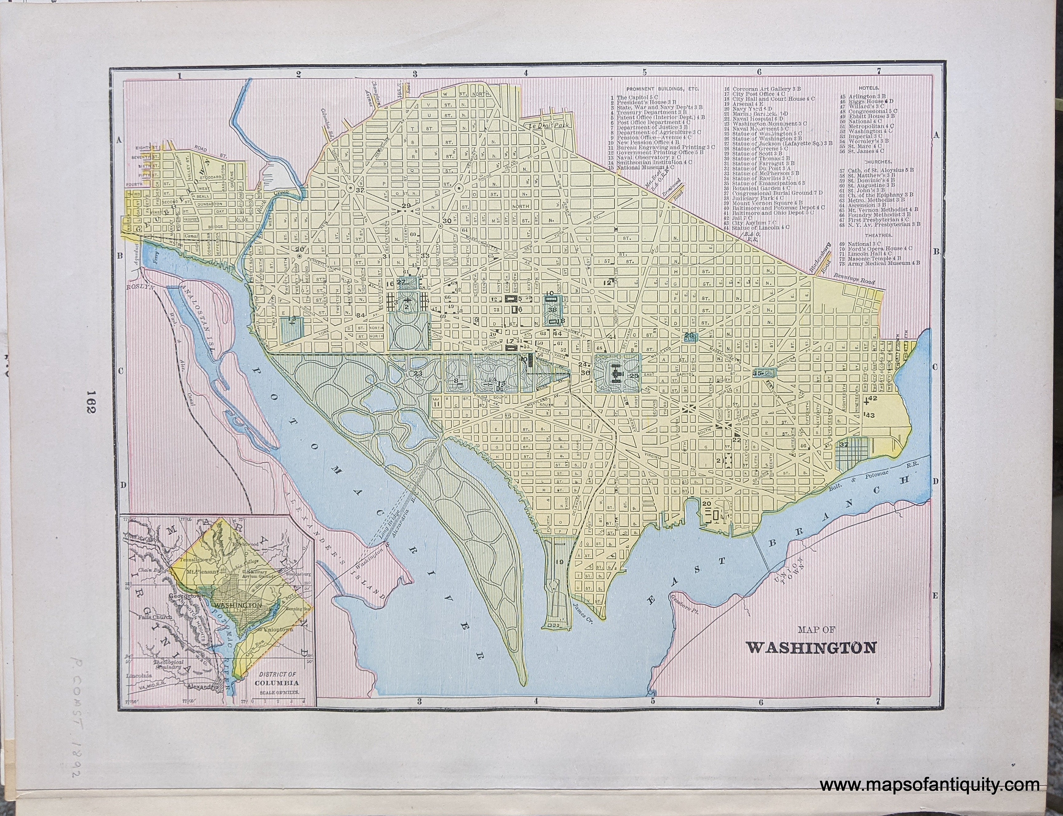 1892 Map of Washington DC versos New Driving Map of