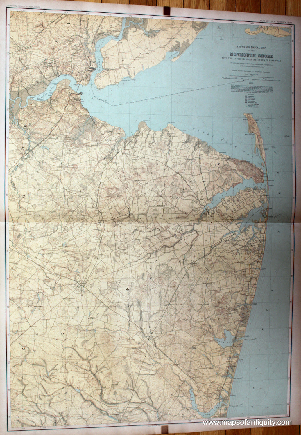 1888 A Topographical Map Of The Monmouth Shore With Interior From Me Maps Of Antiquity 