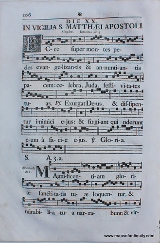 Antique-Sheet-Music-Woodblock-Printed-mid-18th-century-Feast-of-Saint-Bernard-of-Clairvaux-Eve-Saint-Matthew-Apostle