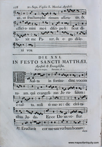 Antique-Sheet-Music-Woodblock-Printed-mid-18th-century-Feast-of-Saint-Matthew-Apostle