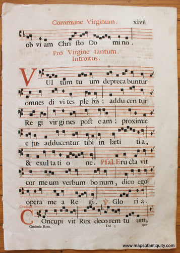 Antique-Sheet-Music-on-Paper-Antique-Sheet-Music-Commune-Virginum-Pro-Virgine-tantum-Introitus-c.-16th-century-Unknown-Antique-Sheet-Music-1500s-16th-century-Maps-of-Antiquity