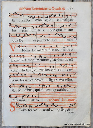 Genuine-Antique-Sheet-Music-on-Paper-Antique-Sheet-Music---Sabbato-Dominicae-iv-Quadrag-127-c-16th-century-Unknown-Maps-Of-Antiquity